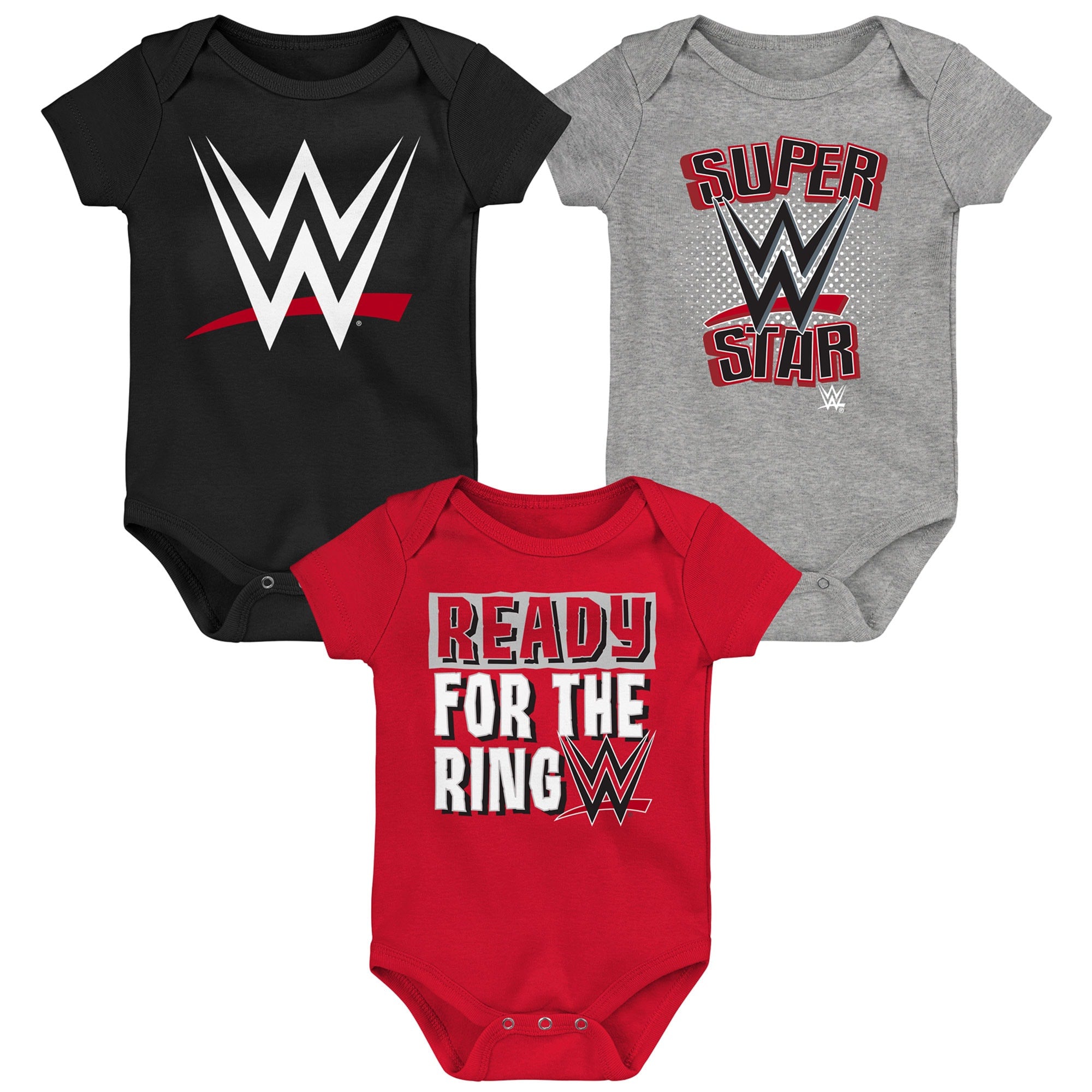 Newborn Red/Black WWE Three-Piece Bodysuit Set