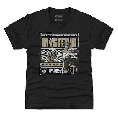 Youth 500 Level Heather Black Rey Mysterio Comic T-Shirt - DASH RACEGEAR image 1