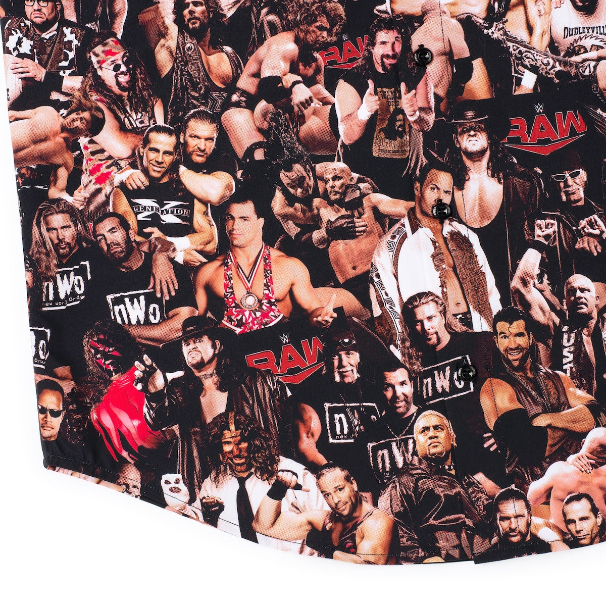 Men's RSVLTS Black WWE Attitude Era KUNUFLEX Button-Down Short Sleeve Shirt
