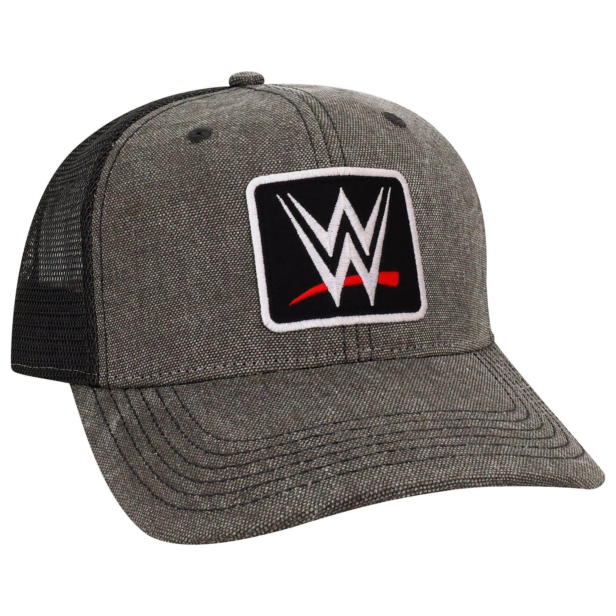 Men's Black WWE Patch Mid-Pro Dashboard Trucker Snapback Hat