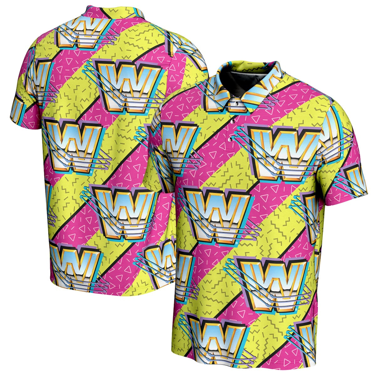 Men's ProSphere Pink/Yellow WWE 90s Polo