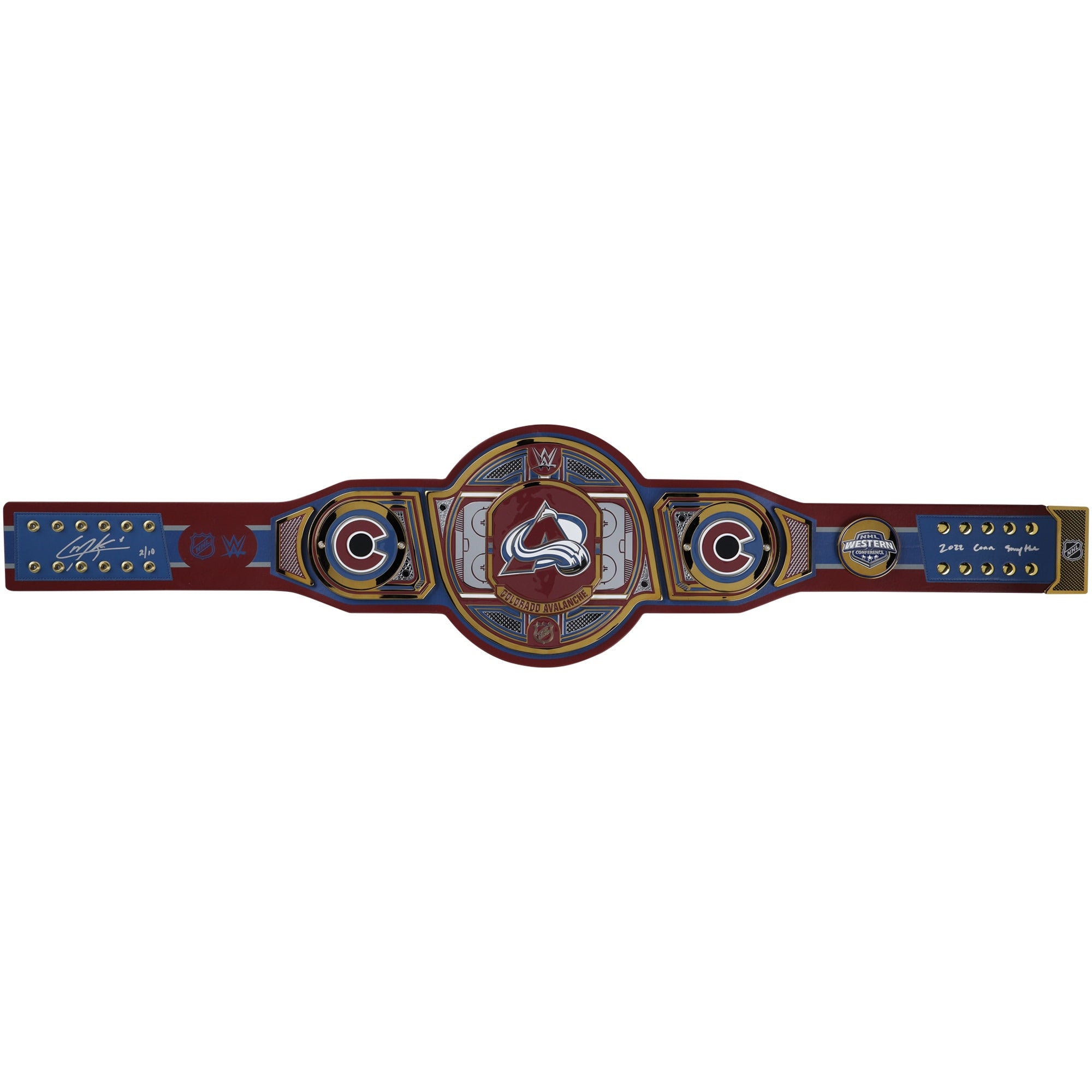 Cale Makar Colorado Avalanche Autographed WWE Legacy Title Belt with "2022 Conn Smythe" Inscription - Limited Edition…