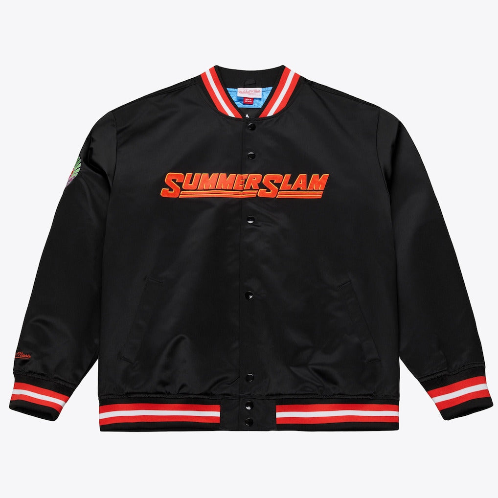 Men's Mitchell & Ness Black SummerSlam 2026 Lightweight Full-Snap Satin Jacket - DASH RACEGEAR image 1