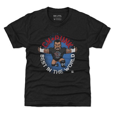 Youth 500 Level Heather Black CM Punk Big Shots Pose T-Shirt - DASH RACEGEAR image 1