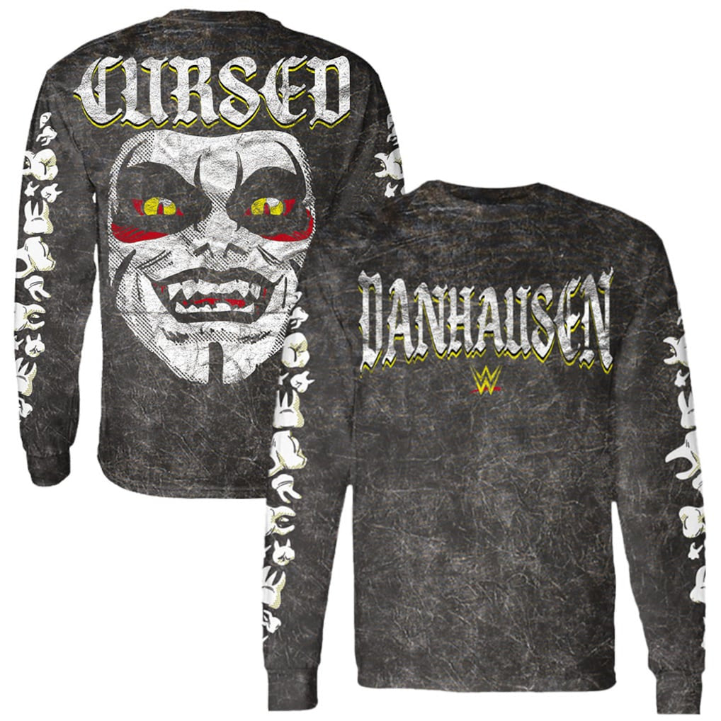 Men's Black Danhausen Cursed! Mineral Wash Long Sleeve T-Shirt - DASH RACEGEAR image 1