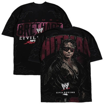 Men's Civil Regime x WWE Black Bret Hart Hitman Hart Vintage T-Shirt - DASH RACEGEAR image 1