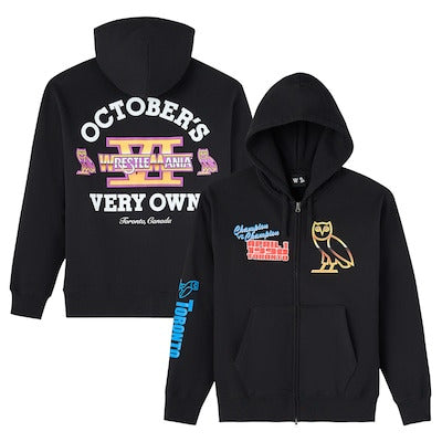 Men's OVO x WWE Black WrestleMania VI Full-Zip Hoodie - DASH RACEGEAR image 1