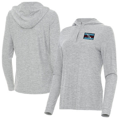 Women's Antigua Heather Gray CM Punk Daybreak Quarter-Zip Hoodie - DASH RACEGEAR image 1