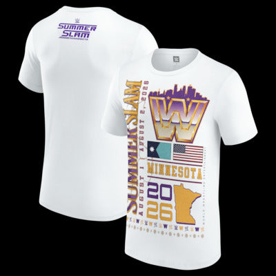 Men's White SummerSlam 2026 Minneapolis Retro State T-Shirt - DASH RACEGEAR image 1