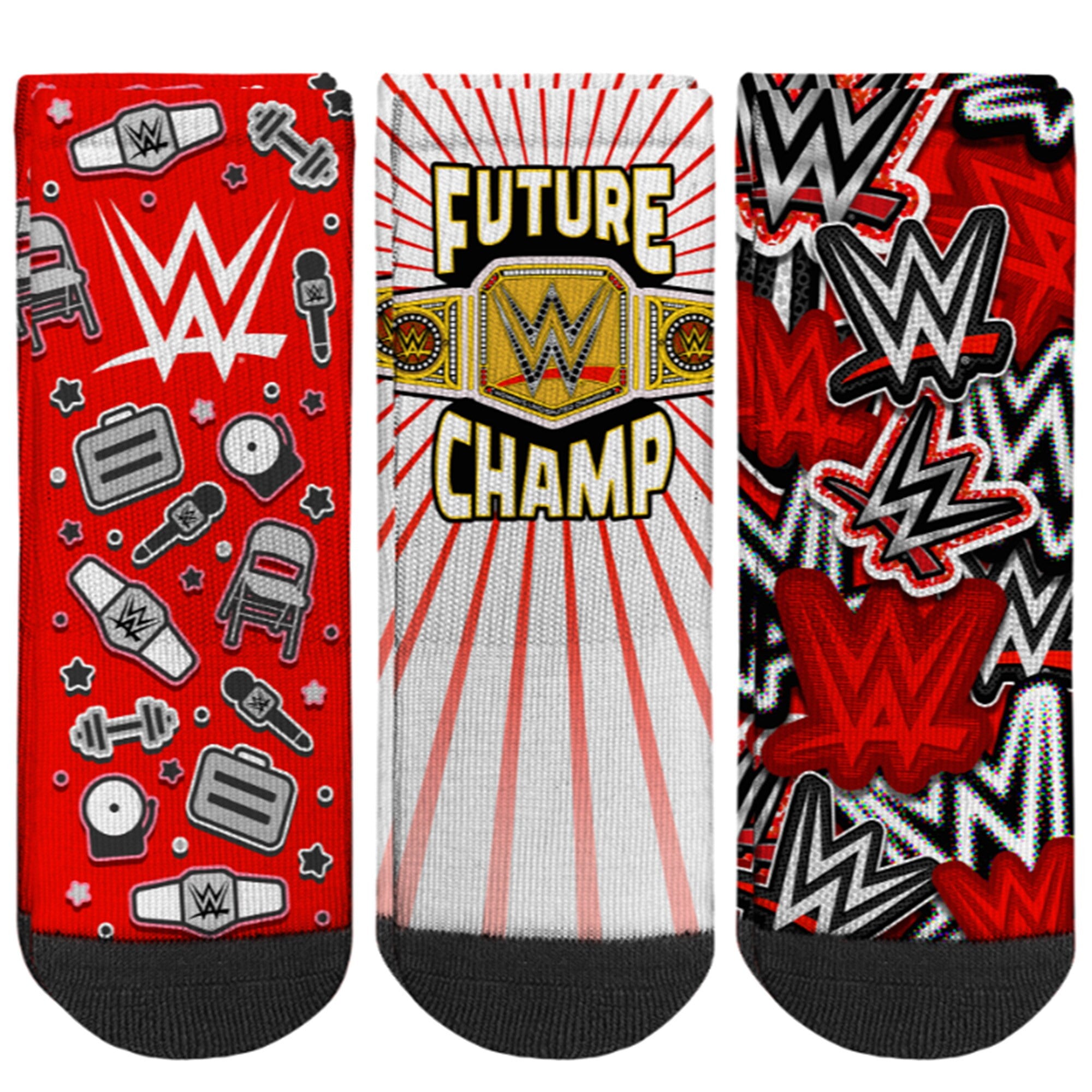 Rock Em Socks Girls Toddler WWE Future Champ 3-Pack Crew Socks
