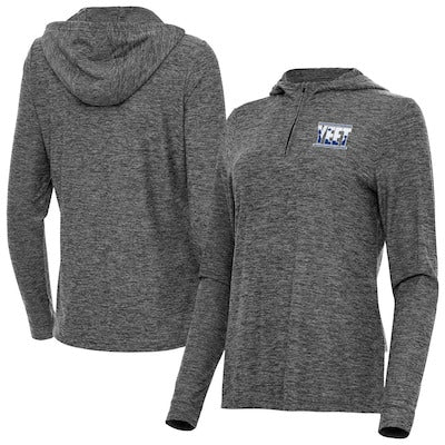 Women's Antigua Heather Black Jey Uso Daybreak Quarter-Zip Hoodie - DASH RACEGEAR image 1