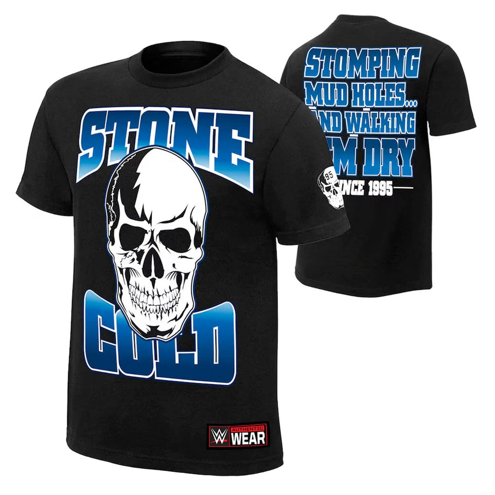 Men's Black "Stone Cold" Steve Austin Stomping Mud Holes Since 1995 Retro T-Shirt - DASH RACEGEAR image 1