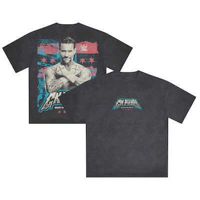 Men's Black CM Punk Best In The World Snow Wash Boxy T-Shirt - DASH RACEGEAR image 1