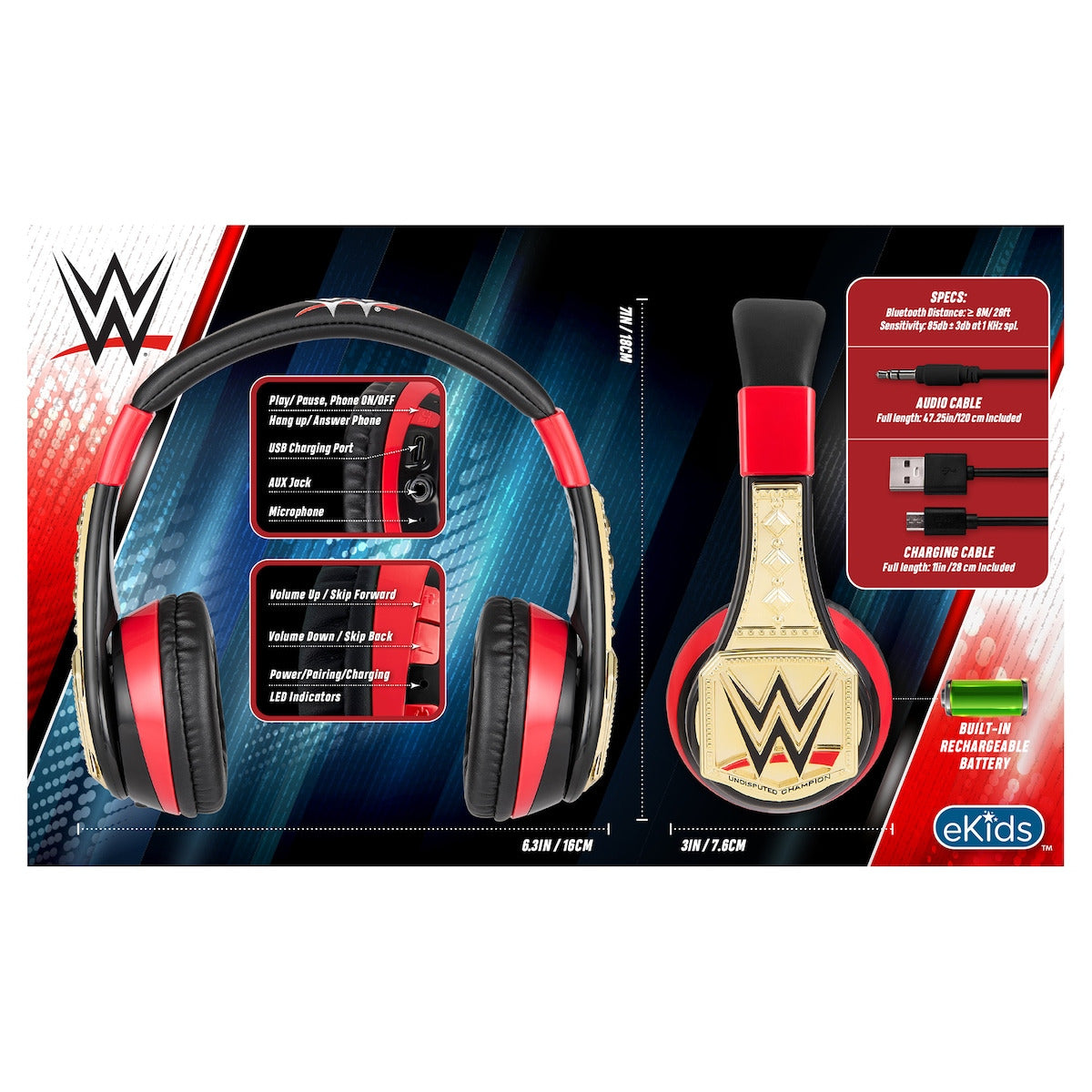 WWE Kid-Safe Bluetooth Headphones