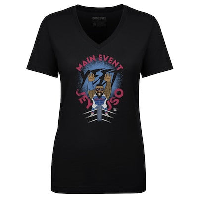 Women's 500 Level Black Jey Uso Big Shots Ropes V-Neck T-Shirt - DASH RACEGEAR image 1