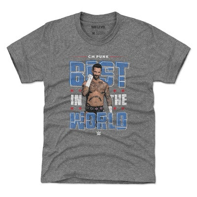 Youth 500 Level Heather Gray CM Punk Gritty T-Shirt - DASH RACEGEAR image 1