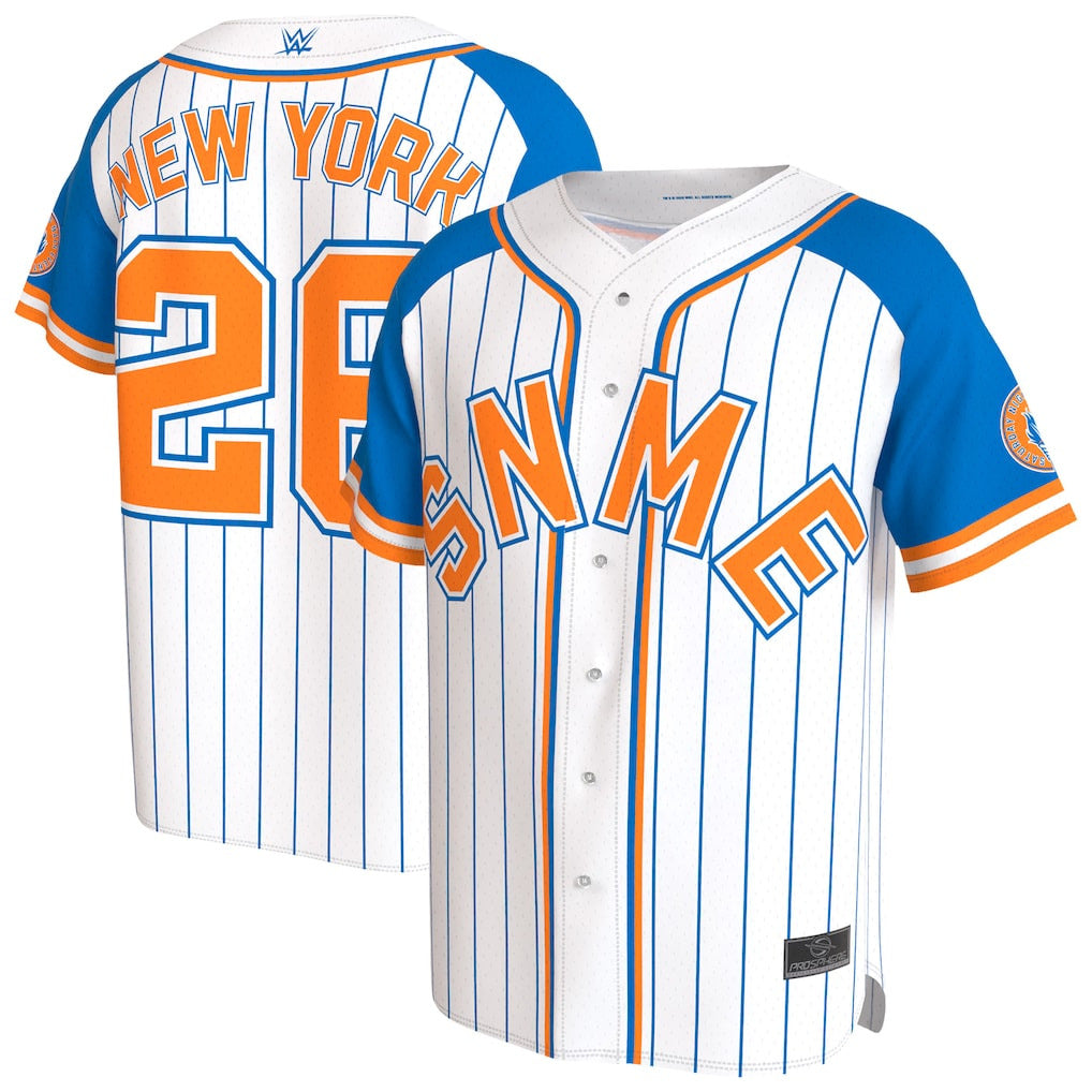 Youth ProSphere White Saturday Night's Main Event Baseball Jersey - DASH RACEGEAR image 1