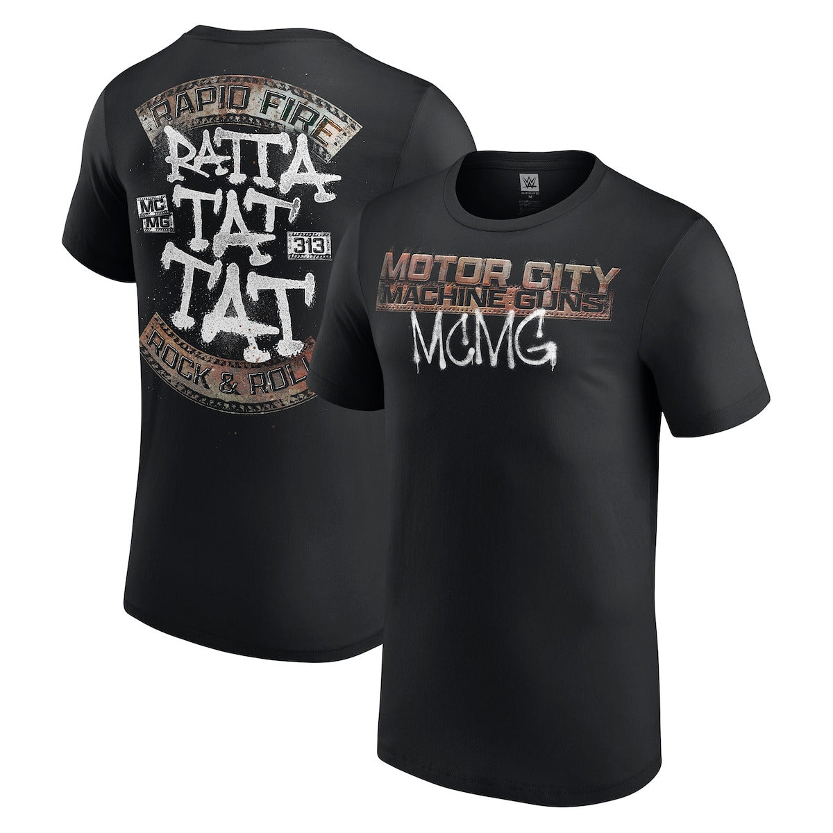 Men's Black Motor City Machine Guns Rapid Fire Rock N' Roll T-Shirt