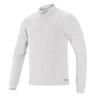 Alpinestars Race V3 Long Sleeve Top, Auto Racing Base Layer, White, mock neck with small logo, long sleeves, soft-touch flame-resistant fabric, minimalist athletic design