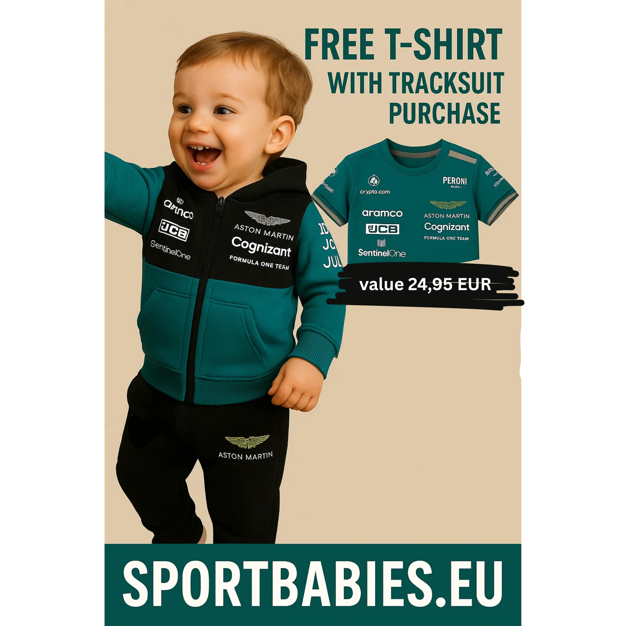 Aston Martin Racing F1 Limited Edition Baby Tracksuit 100% cotton - baby & toddler outfit image 1