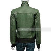 Womens Green Bomber Leather Jacket Bomber Jacket women detail view 5 | Dash Racegear — women bomber green leather jacket