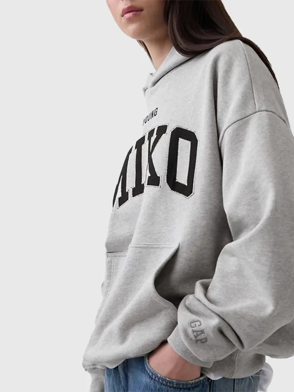 Young Miko Gap Hoodie Hoodie unisex detail view 4 | Dash Racegear — Unisex grey Gap x Young Miko 2026 fleece hoodie with relaxed style for laid-back outfits.